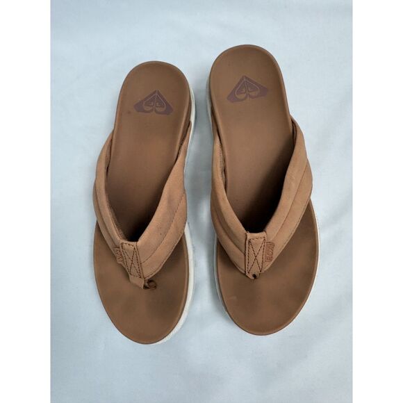 Roxy Danika Sandal In Tan Brown Small Thong Platform Beachy Summer Flip Flops 9 - Picture 4 of 9